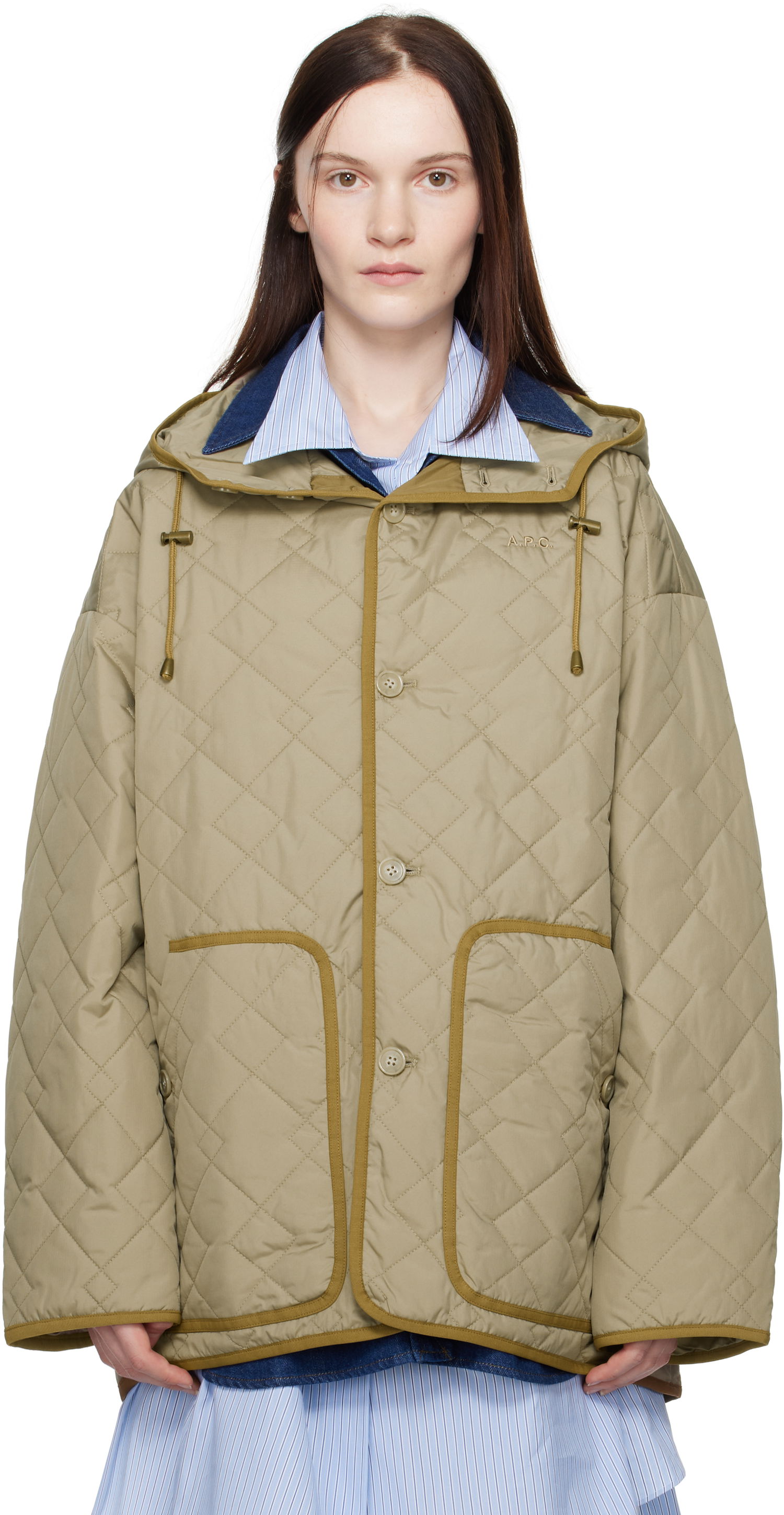 Prešívaná bunda A.P.C. Hooded Quilted Jacket Zelené | PSAKJ-M32005, 0