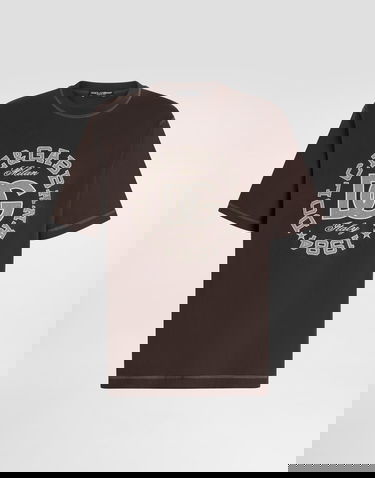 Tričko Dolce & Gabbana Dolce & Gabbana Embroidered Cotton T-Shirt Hnedá | G8PN9ZG7PFZM1213, 0