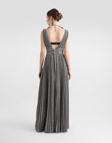 Šaty Dolce & Gabbana Long Sequin Embellished Pleated Dress Šedá | F6TKJTHLM4US0998, 2