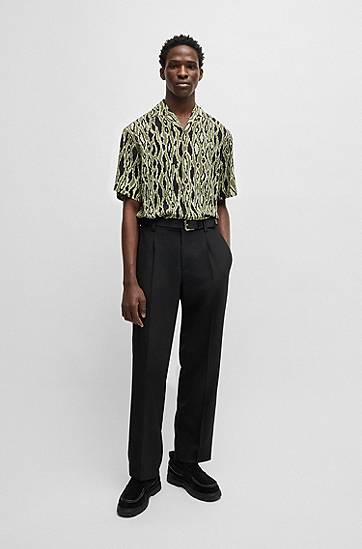 Košeľa BOSS Oversized Python-Print Poplin Shirt Zelené | 50539338, 1