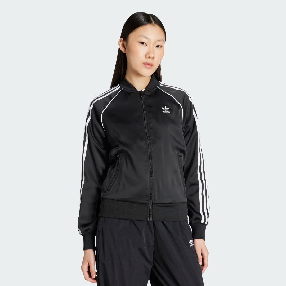Bunda adidas Performance Adicolor SST Satin Track Top Čierna | JZ6733, 0
