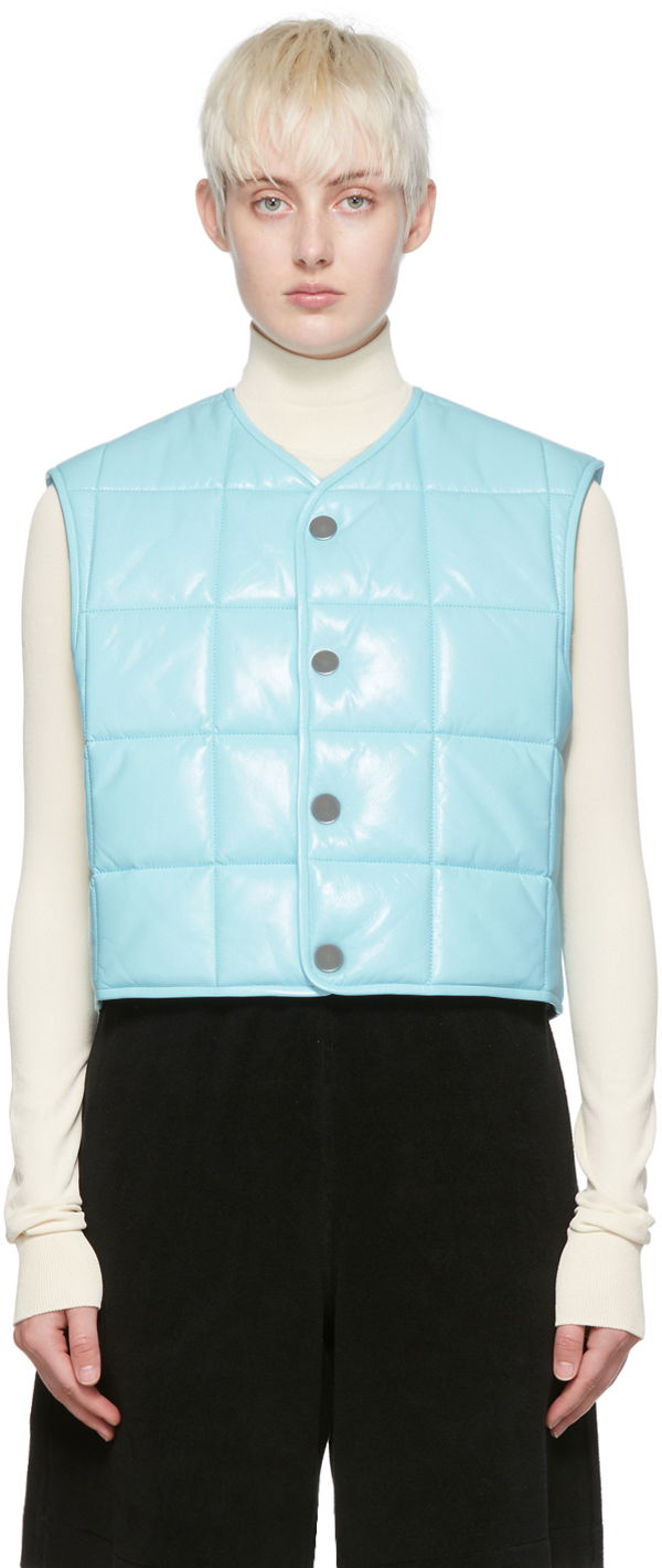 Sveter Bottega Veneta Leather Vest Modrá | 686421 VKLC0, 0