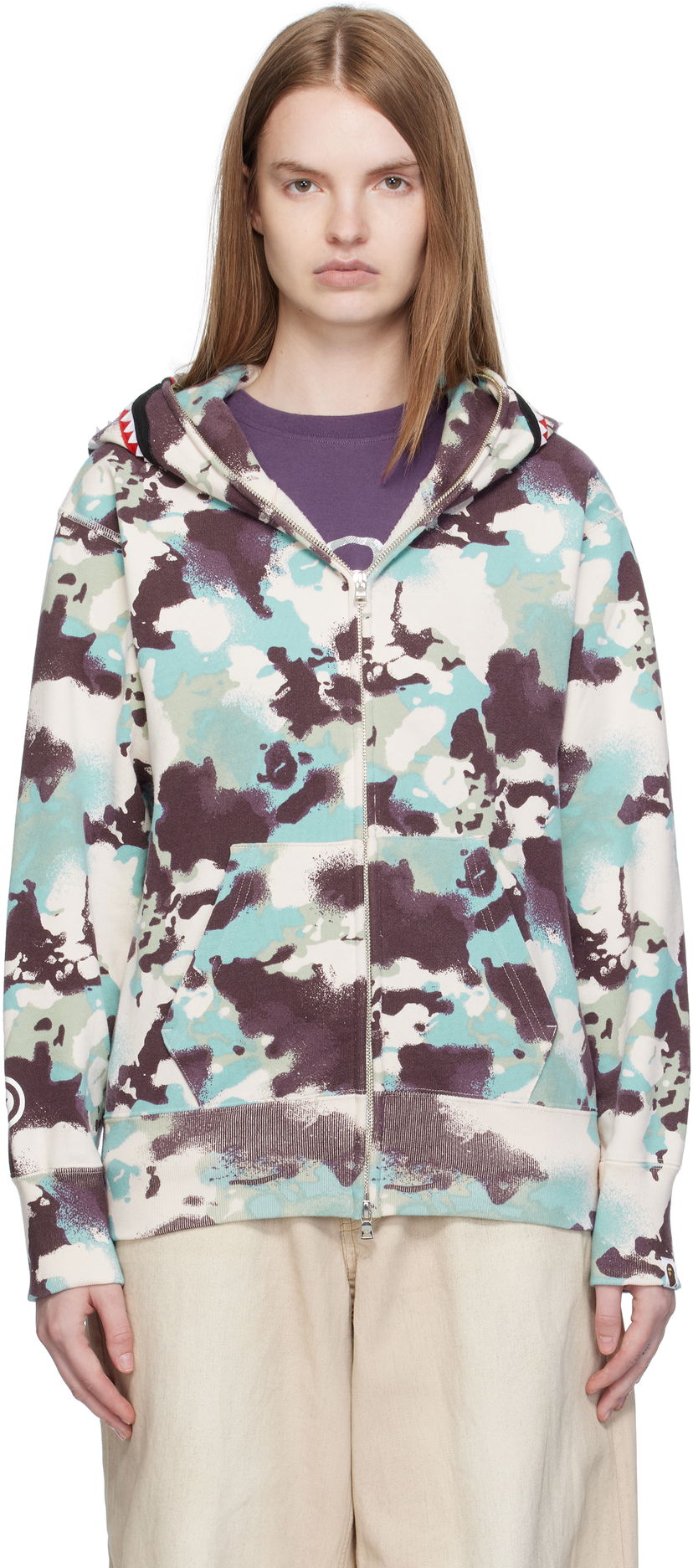 Mikina BAPE A Bathing Ape Map Camo Shark Full Zip Hoodie Rôznofarebný | 001ZPL302001L
