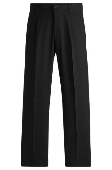Nohavice BOSS Modern-Fit Stretch Twill Trousers with Front Crease Čierna | 50538671