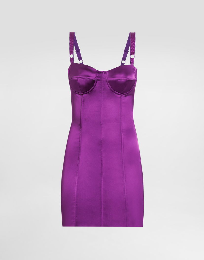 Šaty Dolce & Gabbana Dolce & Gabbana Satin Mini Dress Fialová | F6CLMTFURHMF0571