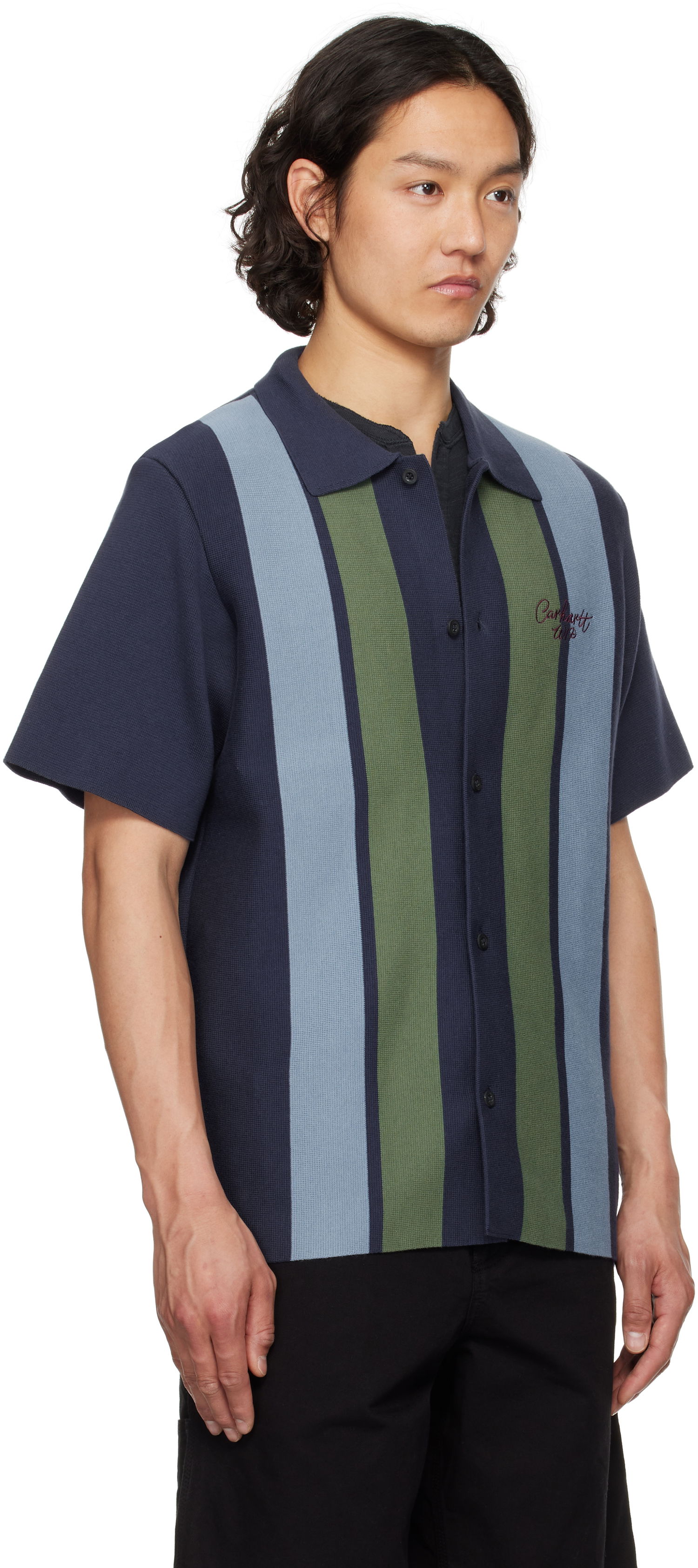Košeľa Carhartt WIP Short Sleeve Memory Knit Striped Shirt Navy | I034533, 1