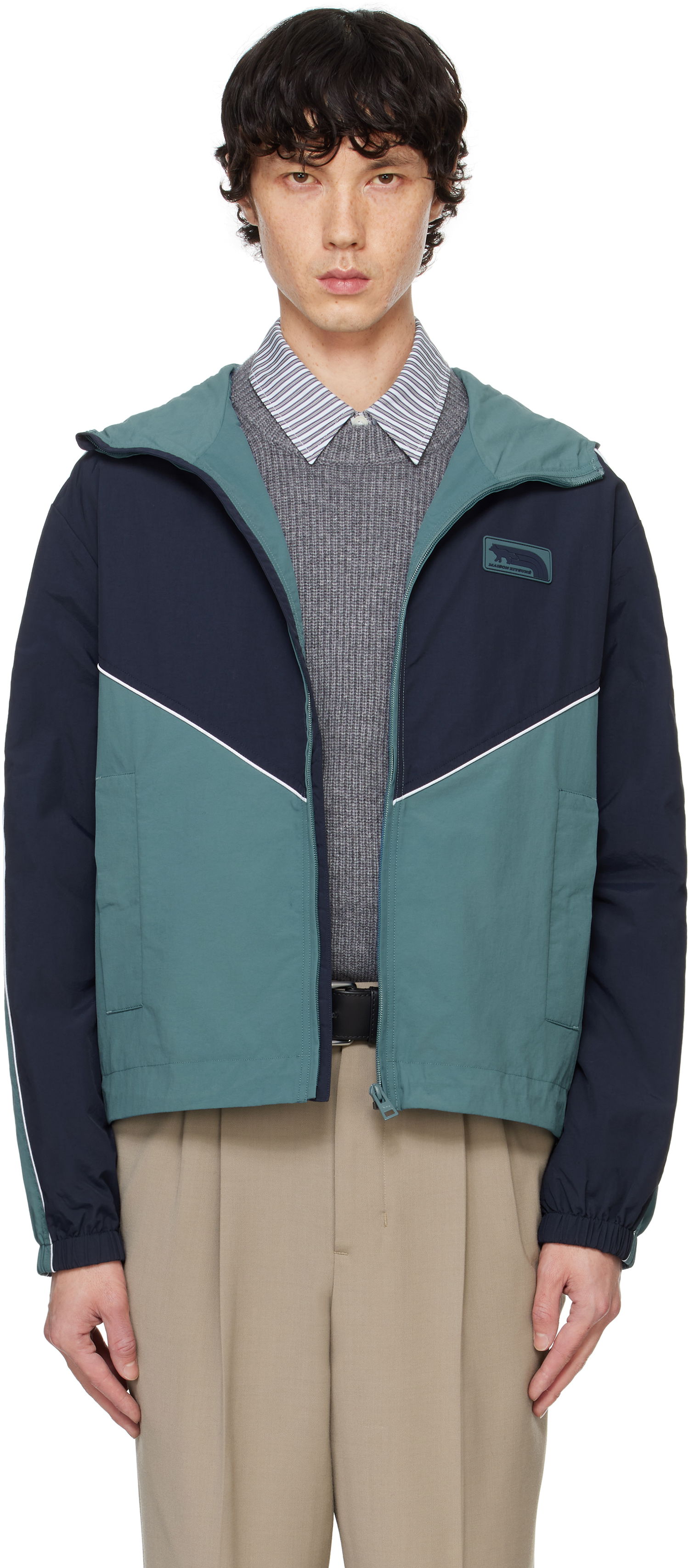 Vetrovka MAISON KITSUNÉ Technical Windbreaker Jacket Modrá | NM02206WQ4030, 0