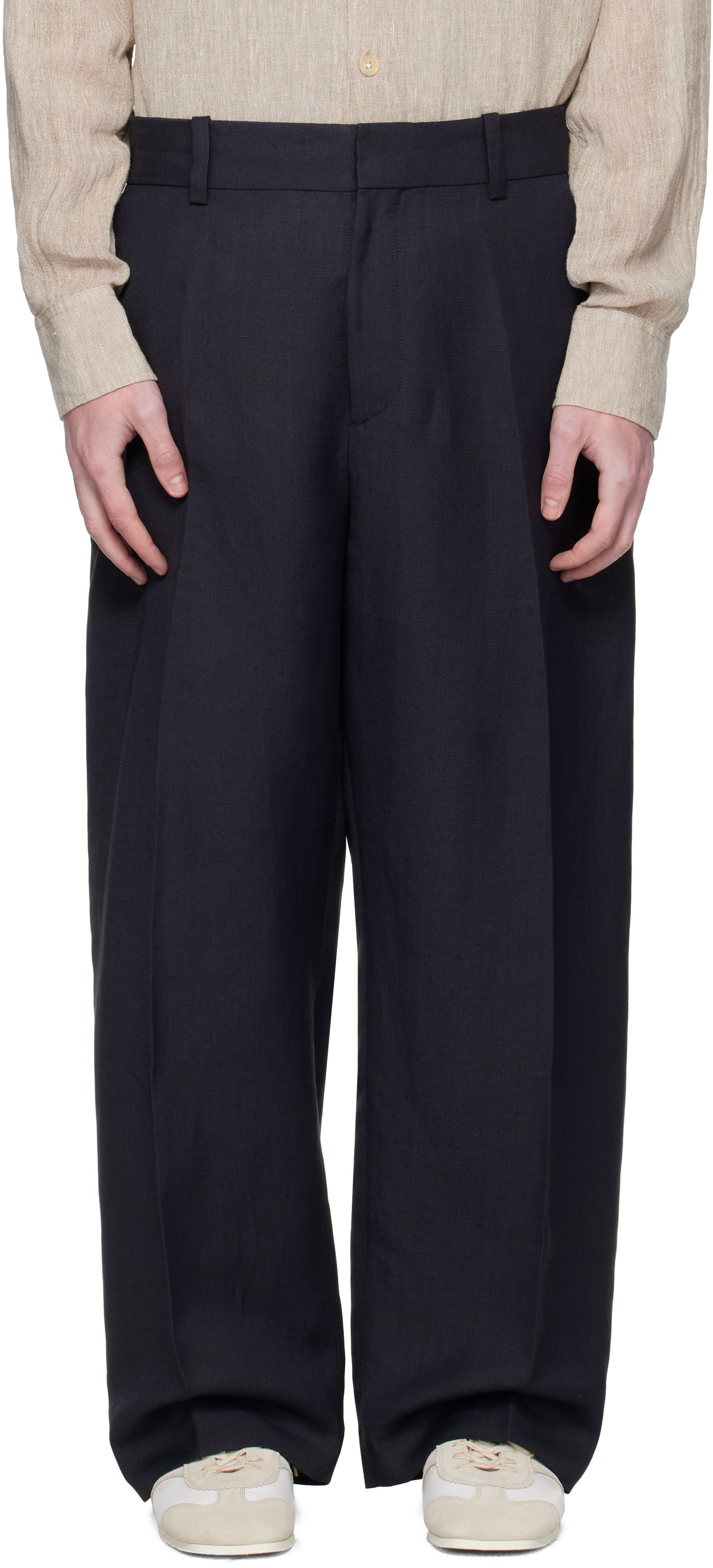 Nohavice Studio Nicholson Studio Nicholson Fume Wide-Leg Trousers Navy | FUME SNM - 1377, 0