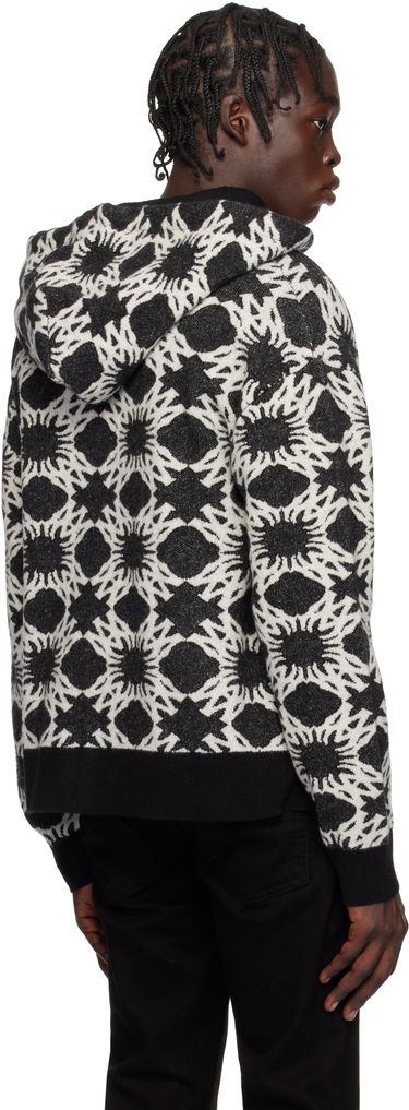 Mikina AMIRI Geometric-Print Knit Zip-Up Hoodie Čierna | AMKNHD1011, 2