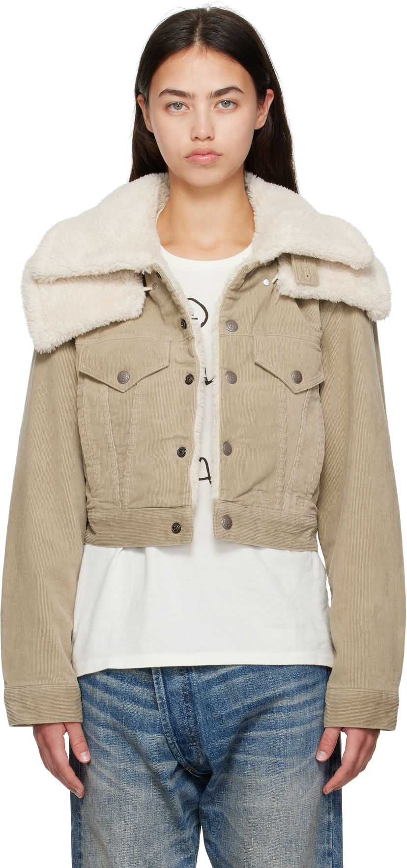 Bunda R13 R13 Sherpa Trucker Jacket Béžová | R13WD181-D333A