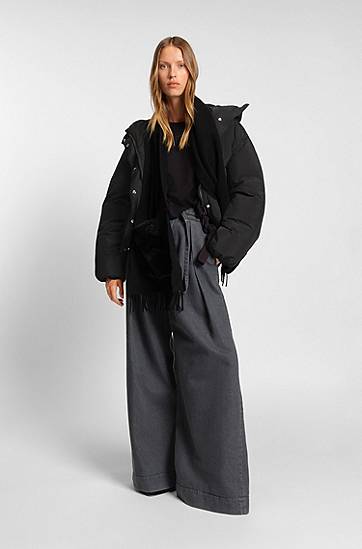 Prešívaná bunda BOSS Regular-fit Hooded Cropped Puffer Jacket Čierna | 50546843, 1