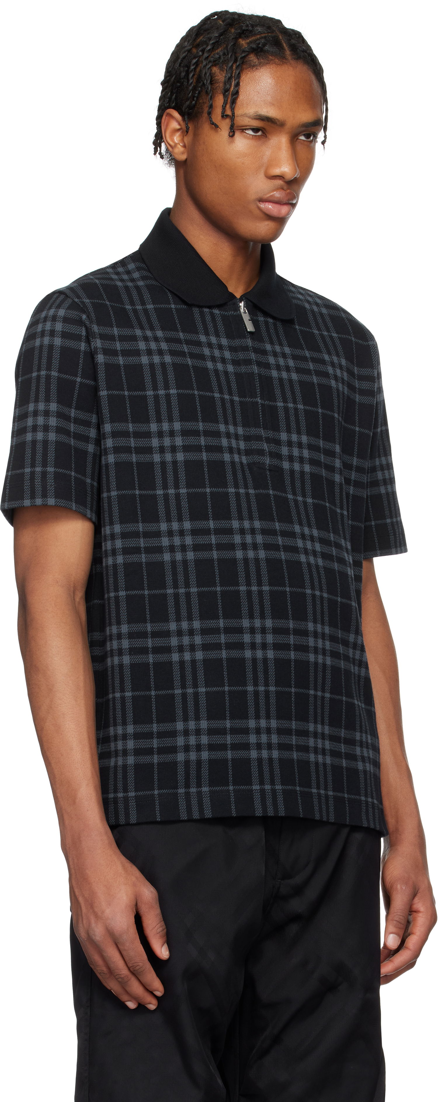 Polo tričko Burberry Burberry Stretch Cotton Blend Check Polo Čierna | 8101895, 1