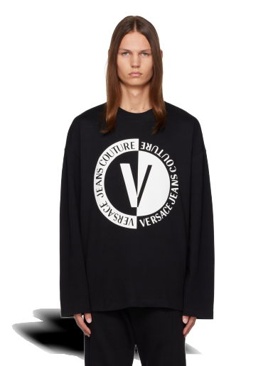 Tričko Versace Jeans Couture V-Emblem Long Sleeve T-Shirt Čierna | E75GAHG06_ECJ01G