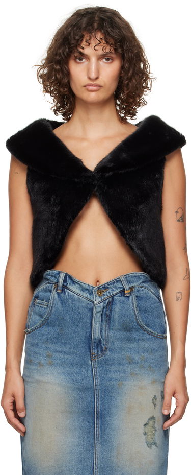 Vesta We11done We11done Cropped Faux-Fur Vest Čierna | WD-F93-24-026-W-BK, 0