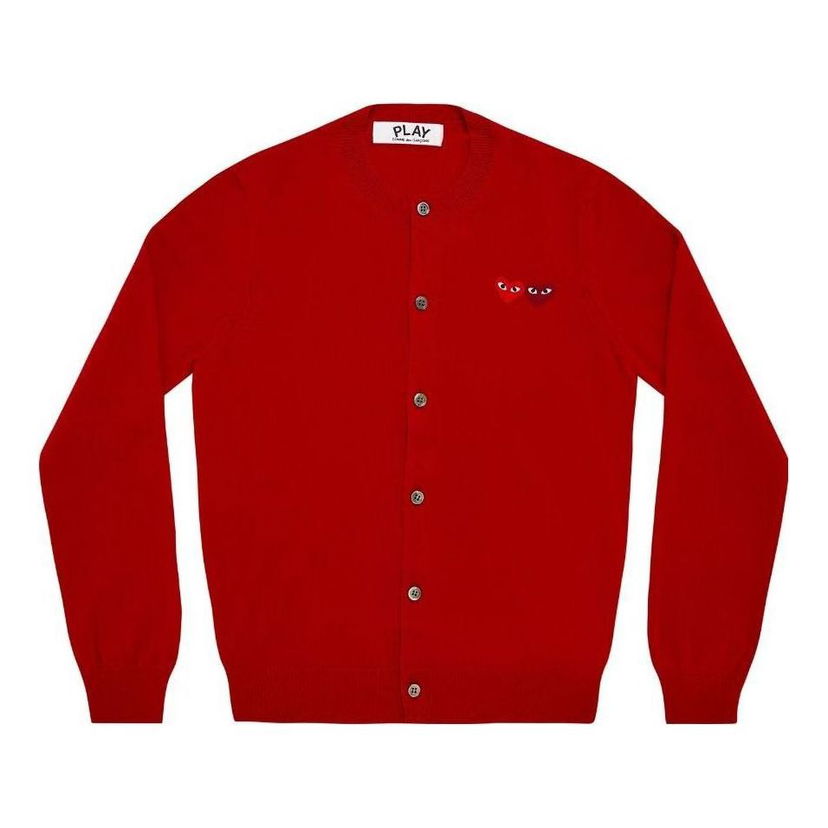 Sveter Comme des Garçons COMME des GARÇONS PLAY Double Heart Cardigan Červená | AZ-N057-051-5