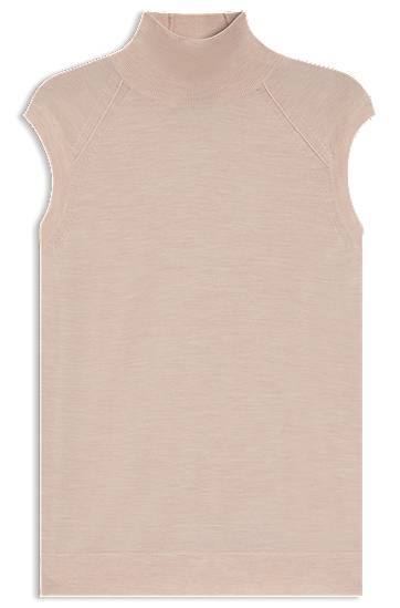 Tielko BOSS Merino Wool High-Neck Sleeveless Top Ružová | 50544998