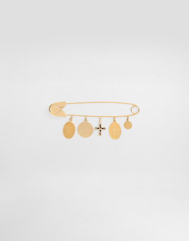 Spona Dolce & Gabbana Dolce & Gabbana Safety Pin Brooch with Medals and Cross Charms Žltá | WPR5S2W1111ZOO00, 2