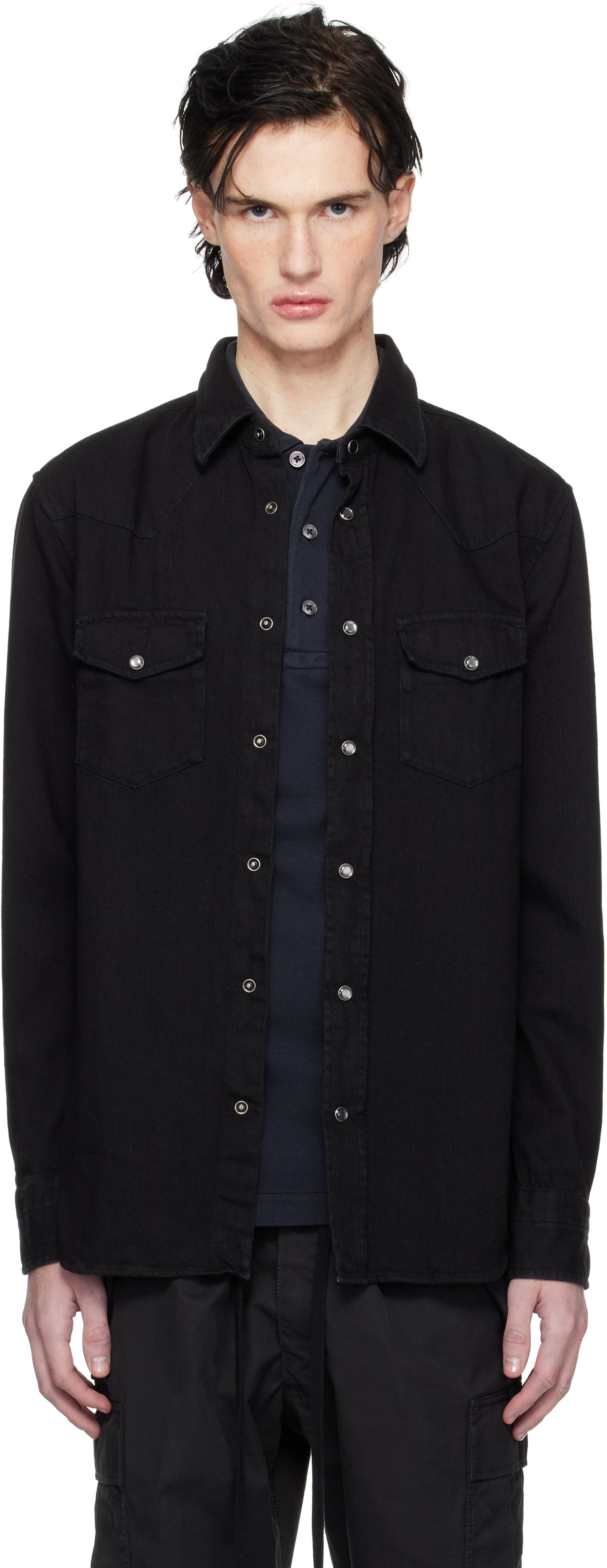 Košeľa Tom Ford Black Denim Western Shirt Čierna | HDS001-FMC112S24, 0