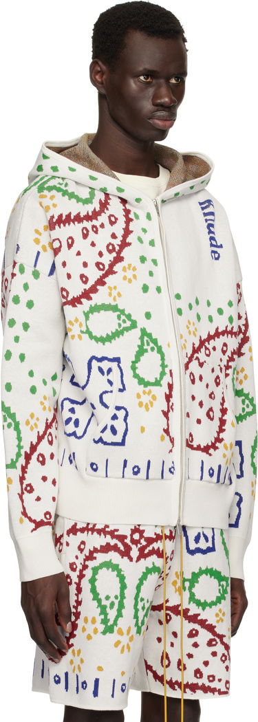 Mikina Rhude Rhude Bandana Knit Full-Zip Hoodie Biela | RHPS25HO01472, 1