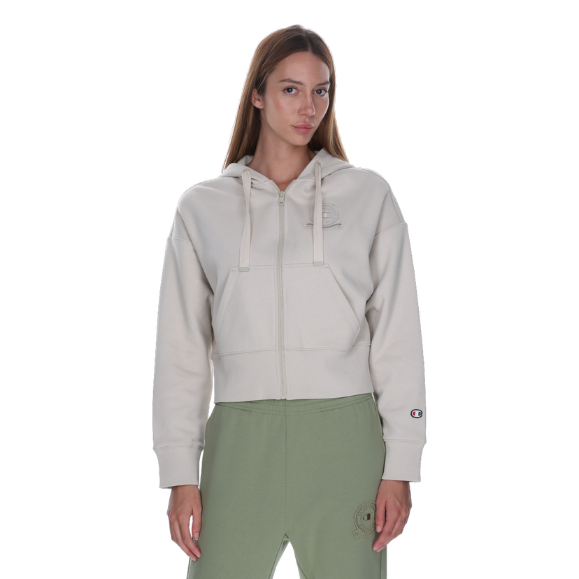 Mikina Champion Cropped Hooded Full Zip Sweatshirt Béžová | 118584-MS042