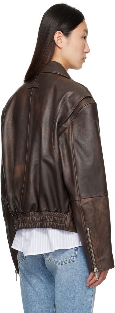 Bunda CALVIN KLEIN Calvin Klein Distressed Leather Biker Jacket Hnedá | 81B530G, 2
