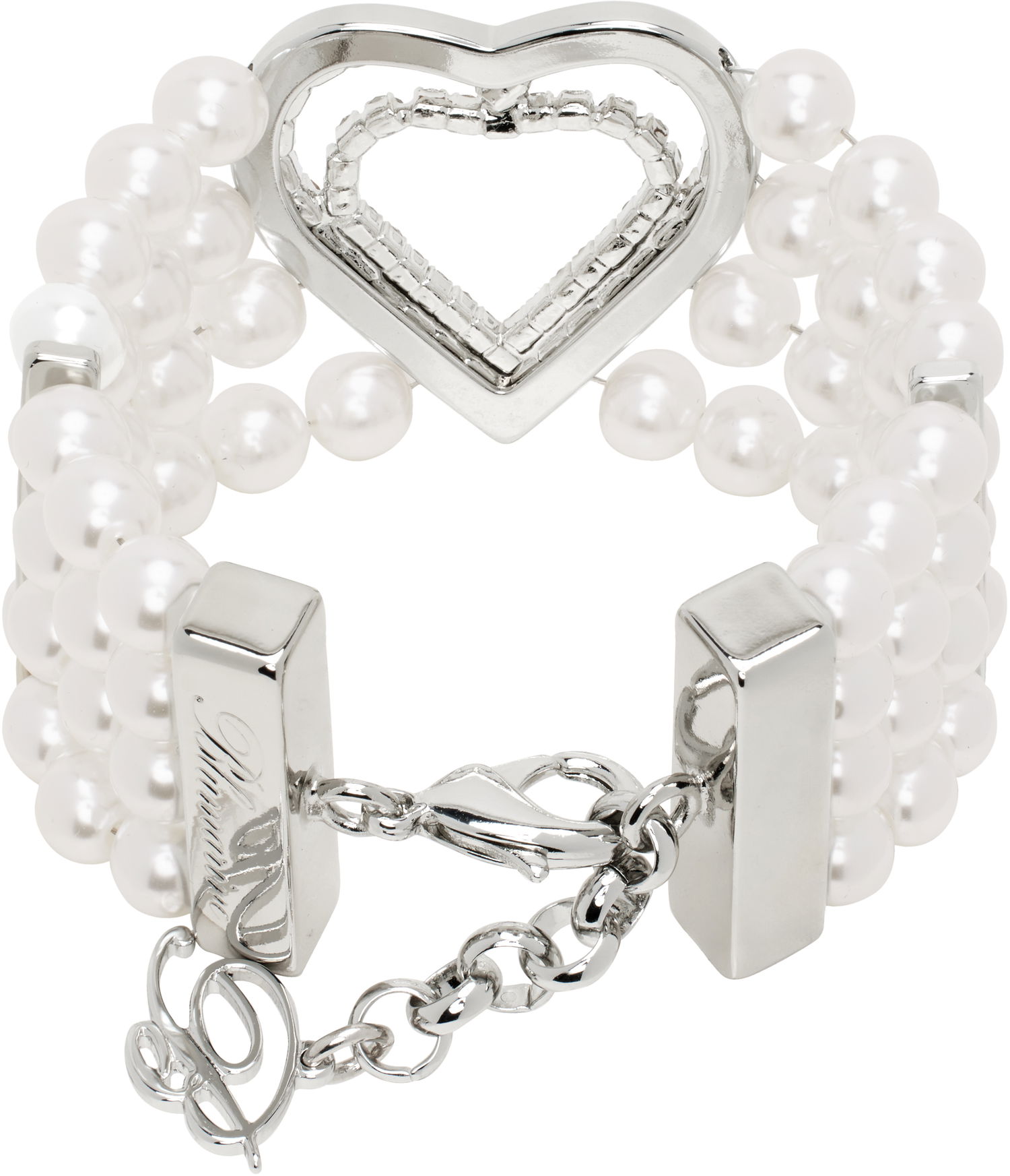 Náramok Blumarine Blumarine Faux-Pearl Heart Bracelet Biela | P522W330A, 1
