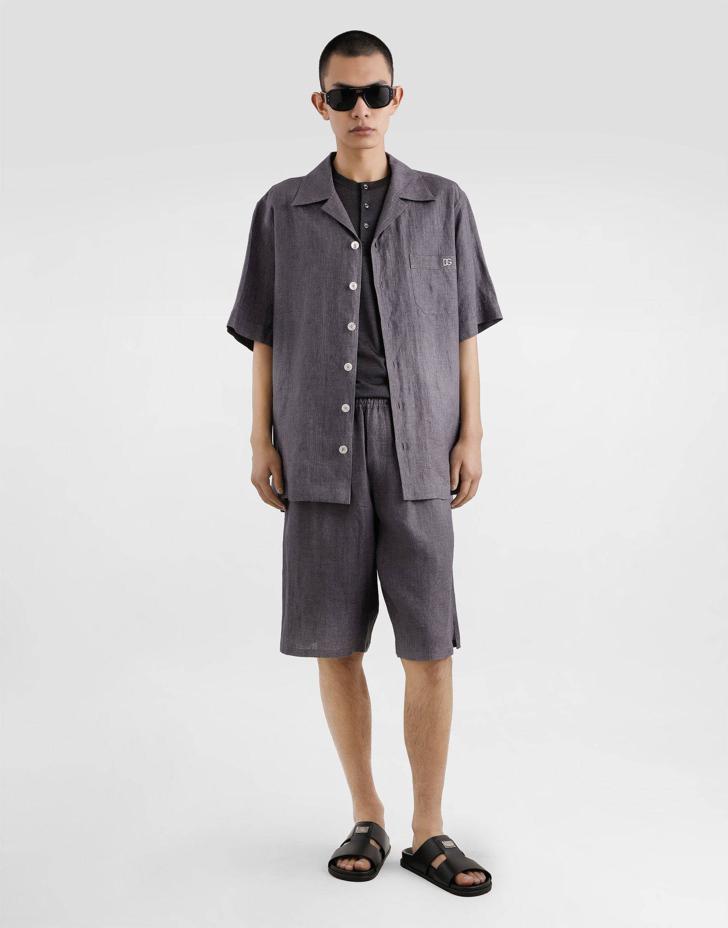 Košeľa Dolce & Gabbana Dolce & Gabbana Linen Canvas Shirt Šedá | G5JH9ZFU4L5N0352, 1
