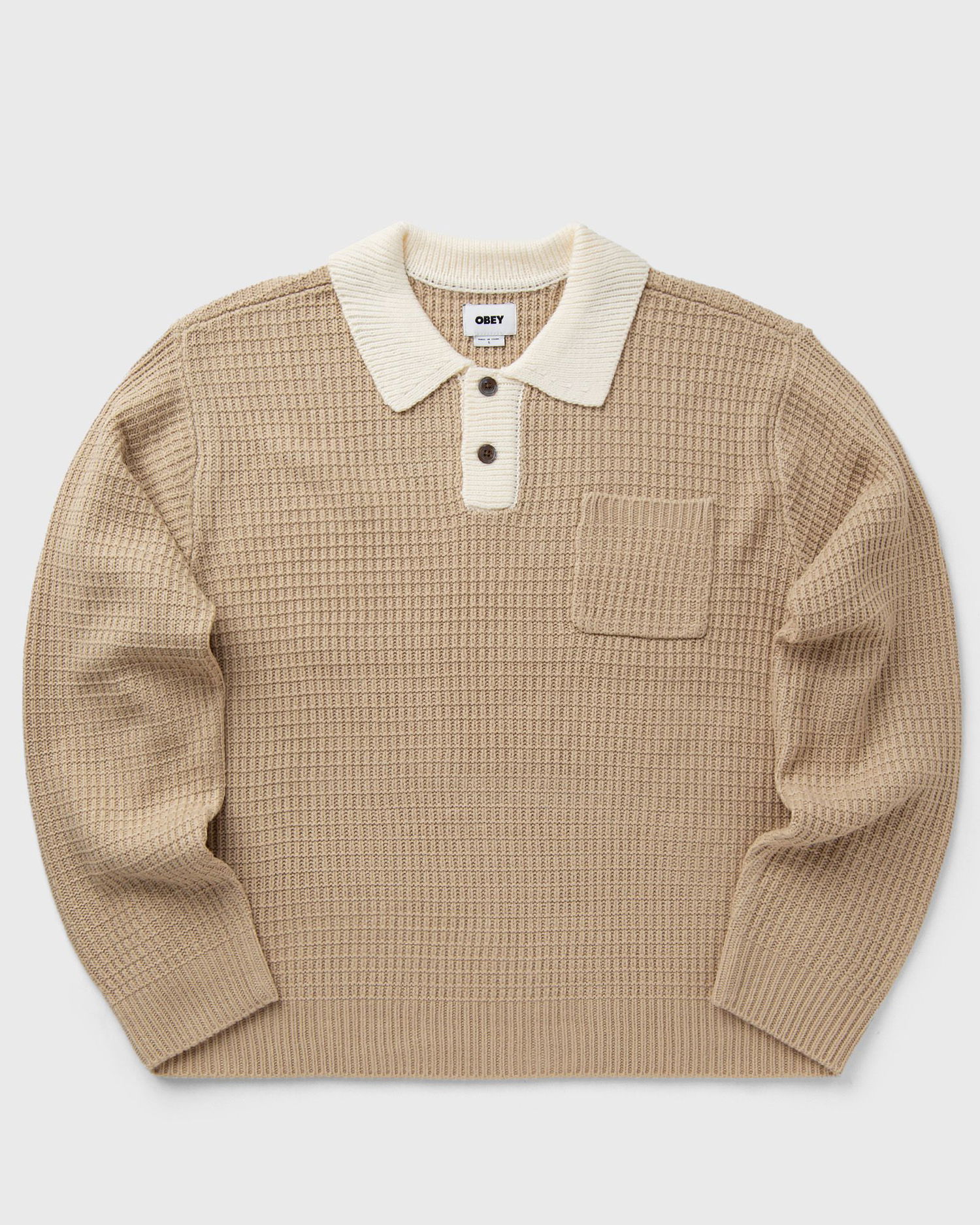 Sveter OBEY Danny Polo Sweater XL Béžová | 151000088-KHA, 0