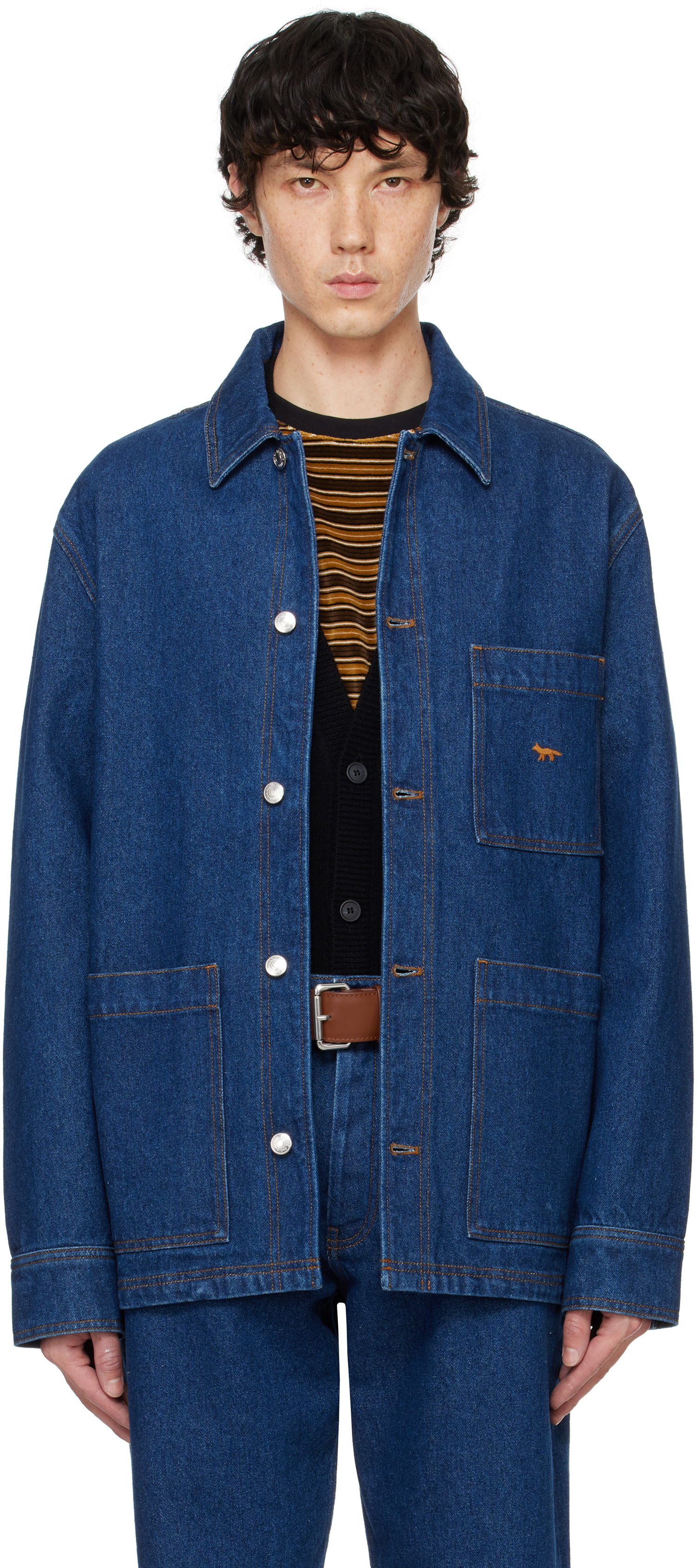 Bunda MAISON KITSUNÉ Workwear Denim Jacket Modrá | MM00415WW5023, 0