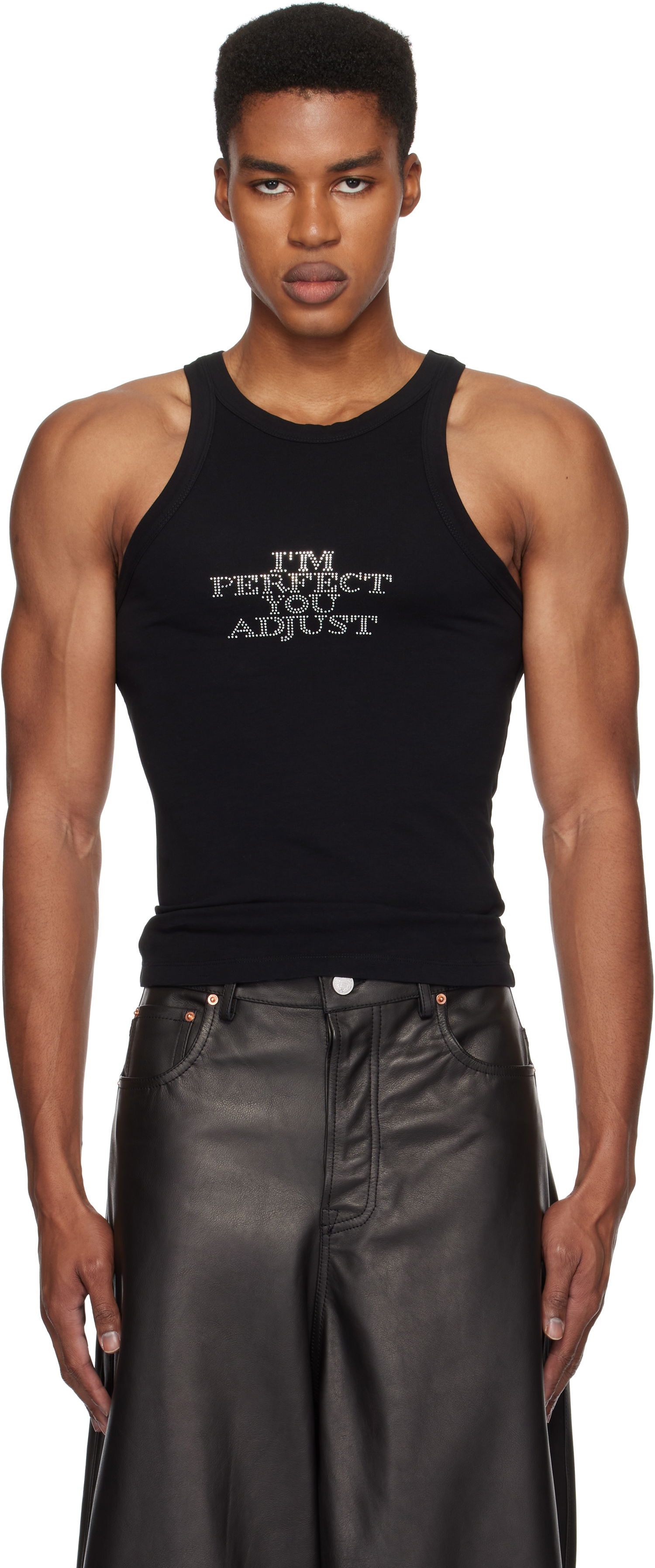 Tielko VETEMENTS Rhinestone 'I'm Perfect You Adjust' Tank Top Čierna | UA66TO610B, 0