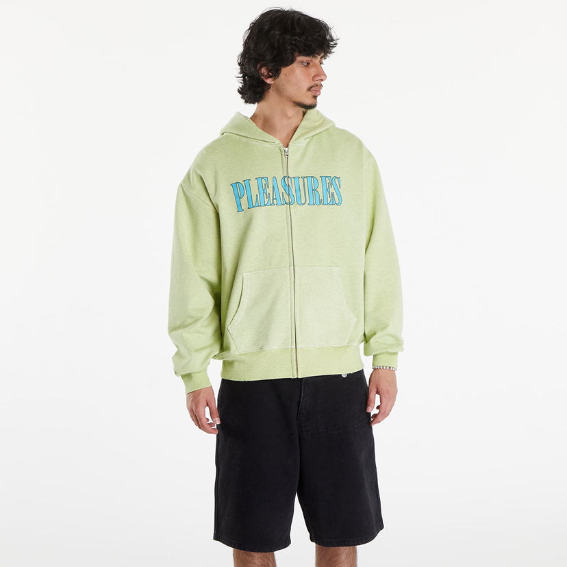 Mikina Pleasures Onyx Zip Up Hoodie Faded Lime Zelené | P24SU011 LIME