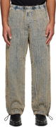 Relaxed D-Martial Frayed Drawstring Jeans