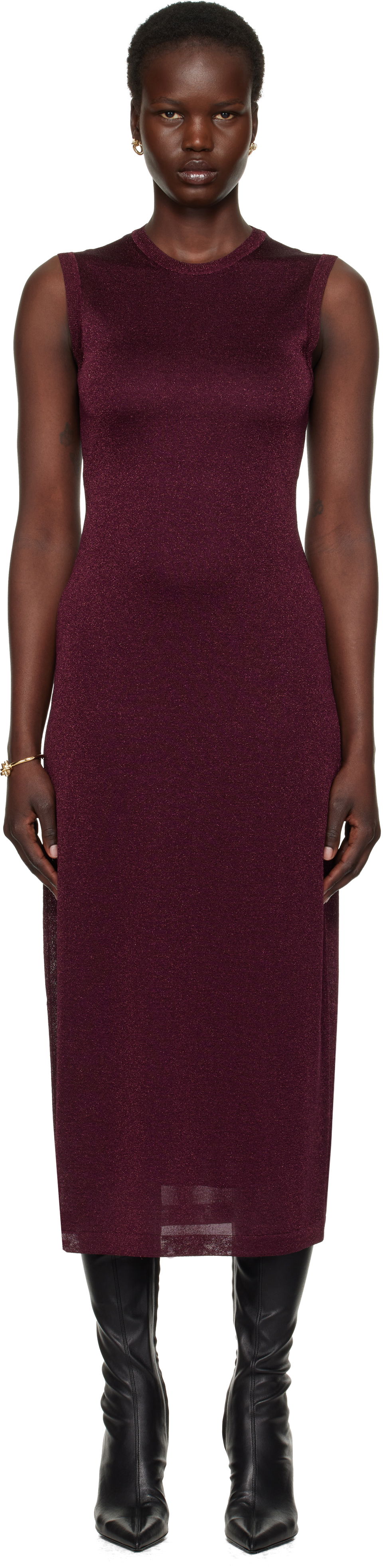 Šaty FERRAGAMO Salvatore Ferragamo Lurex Maxi Dress Vínová | 781280, 0