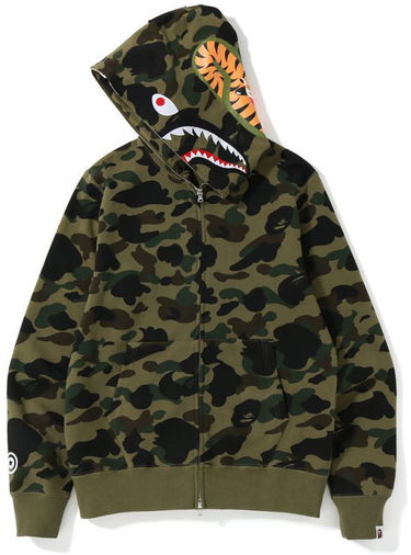 Mikina BAPE 1st Camo Shark Full Zip Hoodie Zelené | 001ZPJ801009M-GRN, 1