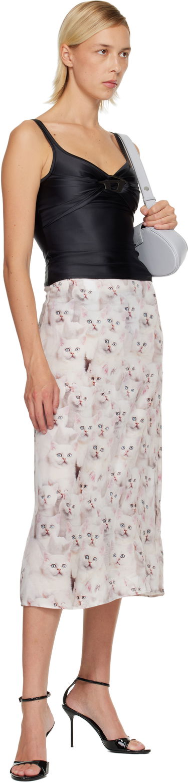 Sukňa Diesel O-Rchid-R1 Cat Print Midi Skirt Biela | A19618 0GIBV, 3