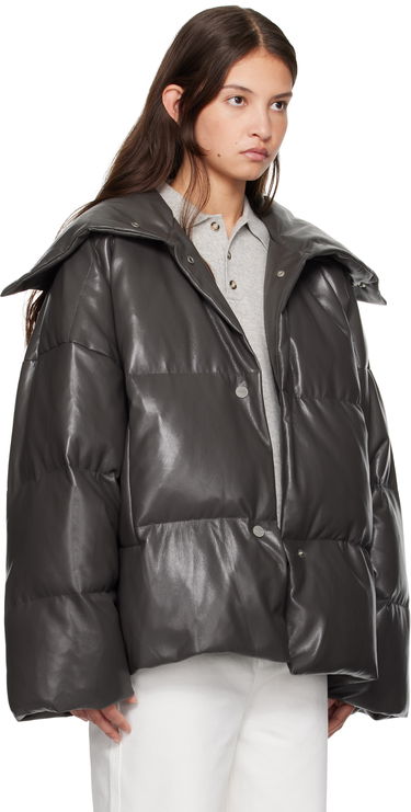 Prešívaná bunda Nanushka Nanushka Alora Down Vegan Leather Jacket Šedá | NW24FWOW31669, 1