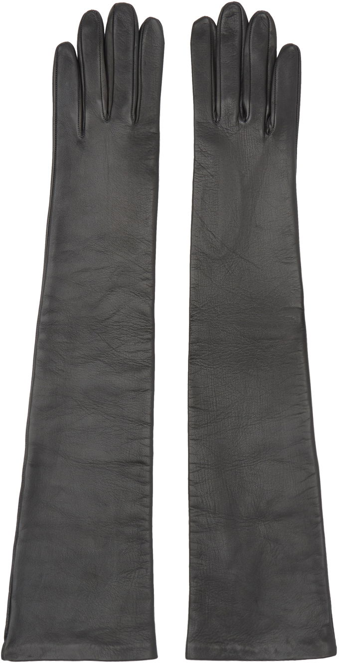 Rukavice Dries Van Noten Soft Leather Long Gloves Čierna | 242-010103-007