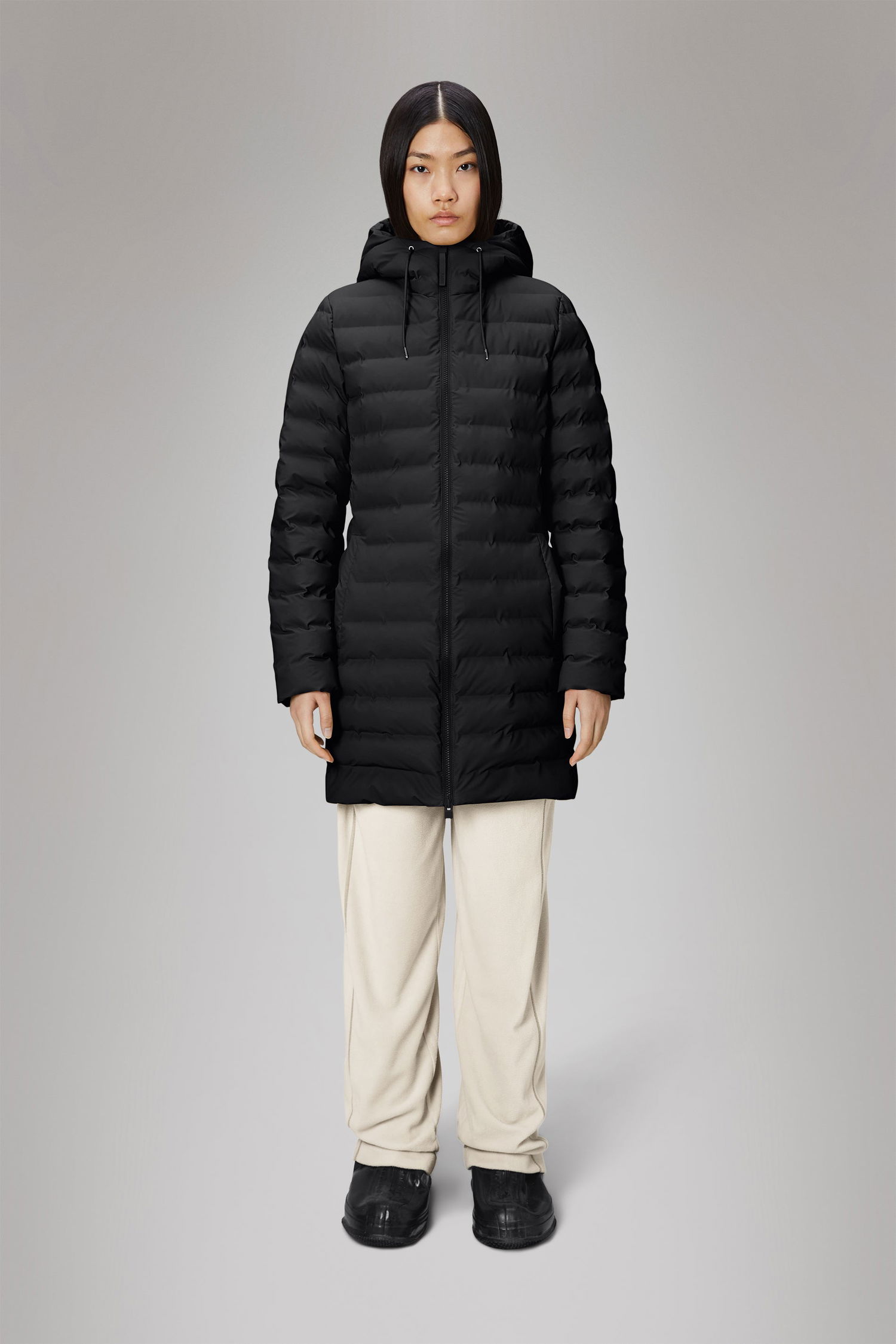 Prešívaná bunda Rains Lohja Long Puffer Curve Jacket Čierna | 15890\01, 1