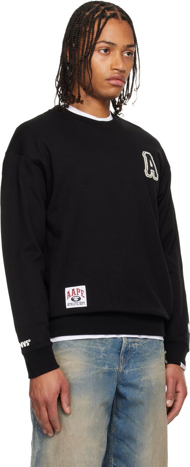 Mikina AAPE by A Bathing Ape Embroidered 'A' Athletic Dept. Crewneck Sweatshirt Čierna | AAPSWMC375XXPBKX, 1