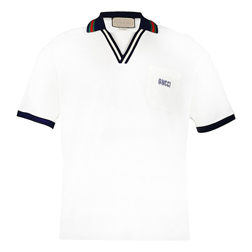 Polo tričko Gucci Gucci Cotton Piquet Polo Shirt Biela | 737667-XJFGK-9133