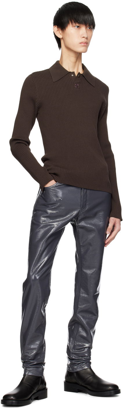 Crinkled Slim-Fit Trousers