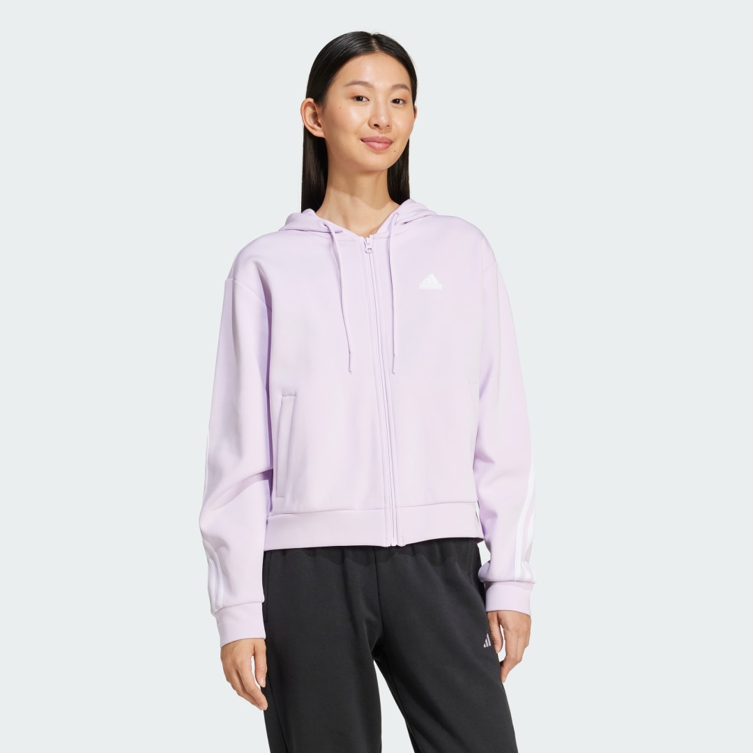 Mikina adidas Performance Future Icons 3-Stripes Full Zip Hoodie Fialová | IW5256, 0