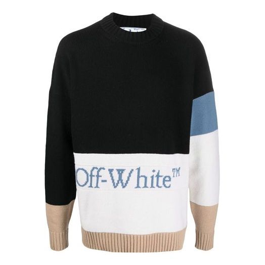 Sveter Off-White Off-White Logo Colour-Block Knitted Jumper Rôznofarebný | OMHE048R21KNI0011040