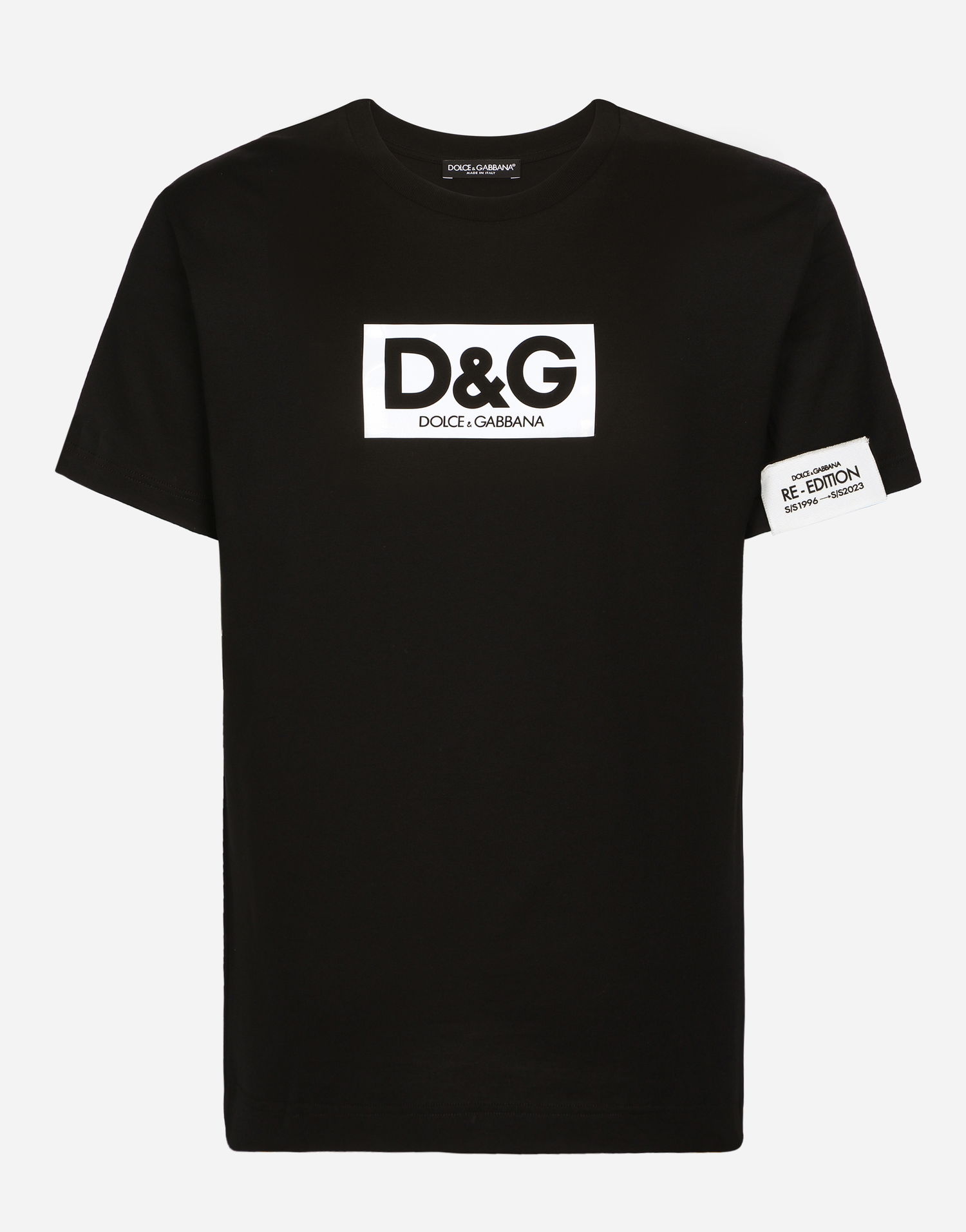 Tričko Dolce & Gabbana Cotton Round-neck T-shirt With Patch Čierna | G8QI4TFU7EQN0000, 0