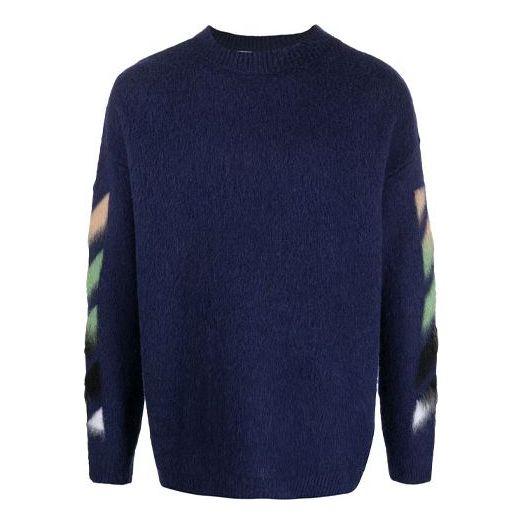 Sveter Off-White Stripe Pattern Knit Sweater Modrá | OMHA036R21KNI0014984, 0