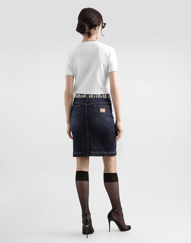 Tričko Dolce & Gabbana Dolce & Gabbana Jersey T-Shirt with DG Logo Embroidery Biela | F8N08ZGDCYEW0800, 2