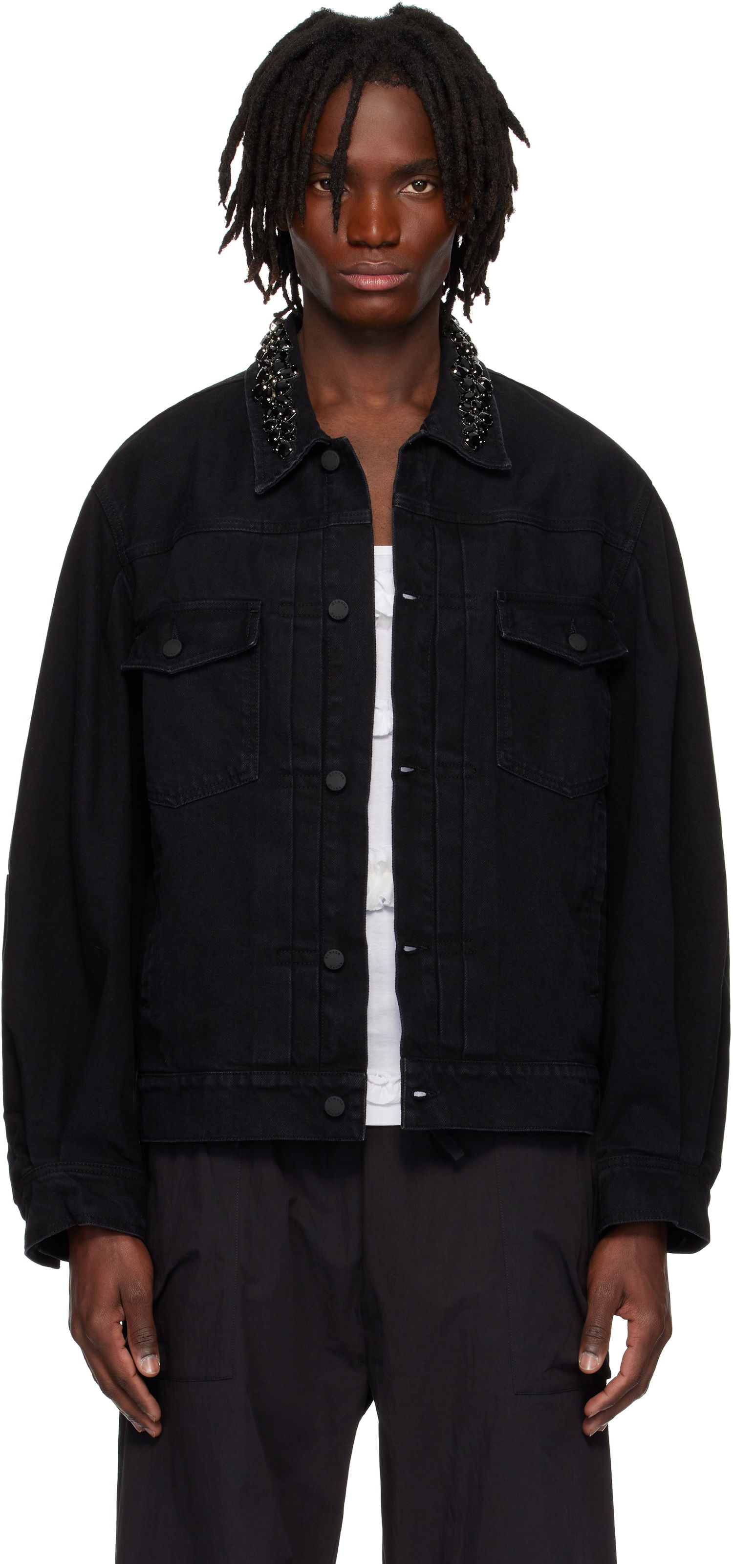 Bunda Simone Rocha Simone Rocha Embellished Denim Jacket Čierna | 6116B 1239, 0