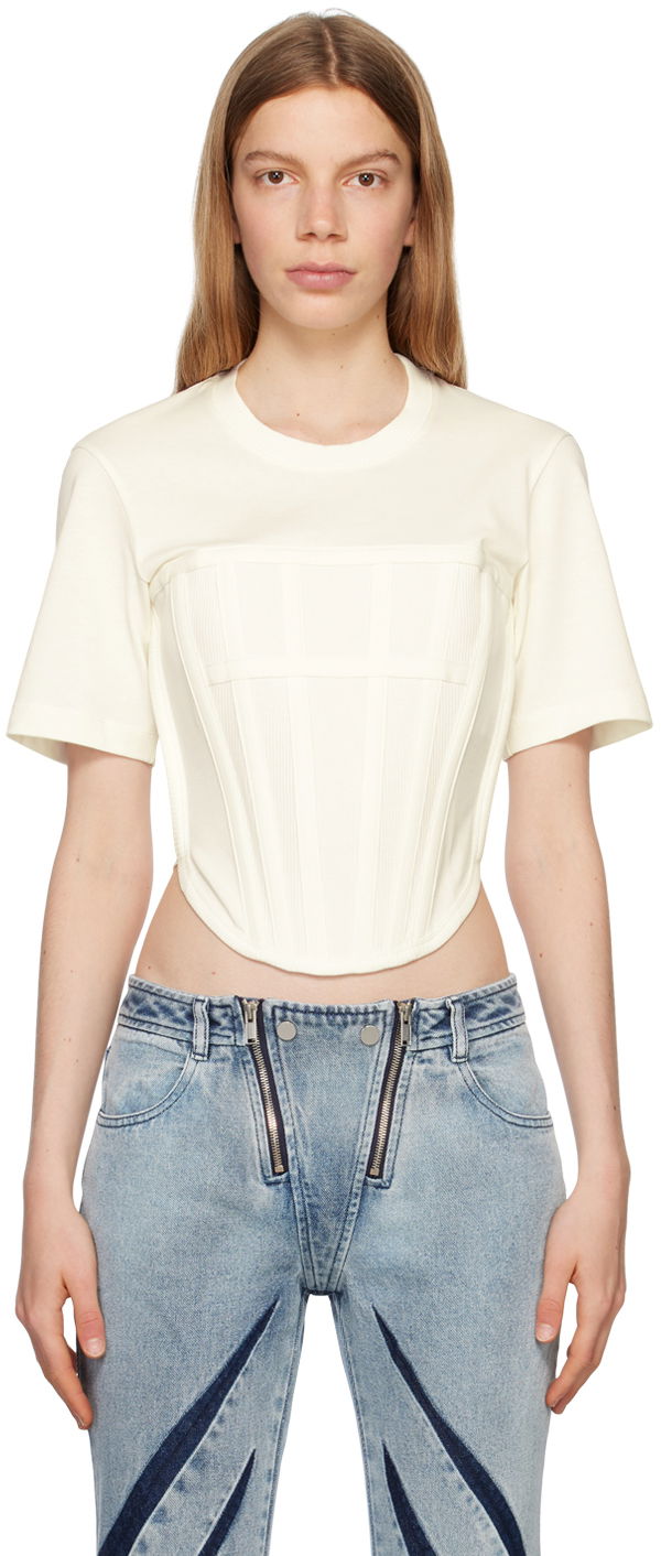 Crop Top Dion Lee Corset T-Shirt Biela | C3097R23, 0