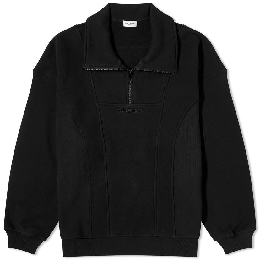 Mikina Saint Laurent Logo Half Zip Sweatshirt Čierna | 750517Y36SW-1000