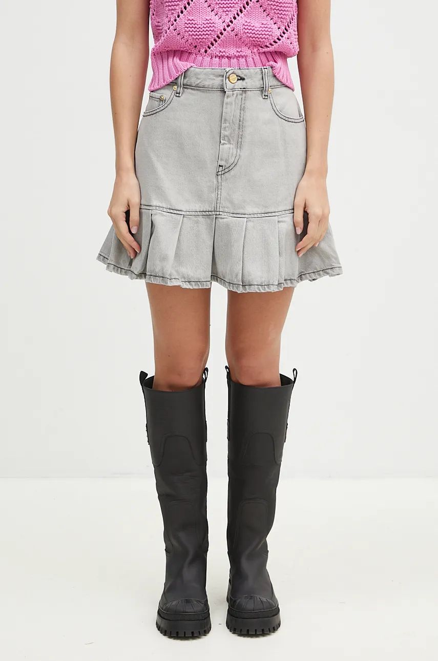 Sukňa GANNI Future Denim Pleated Mini Skirt Šedá | J1550, 0